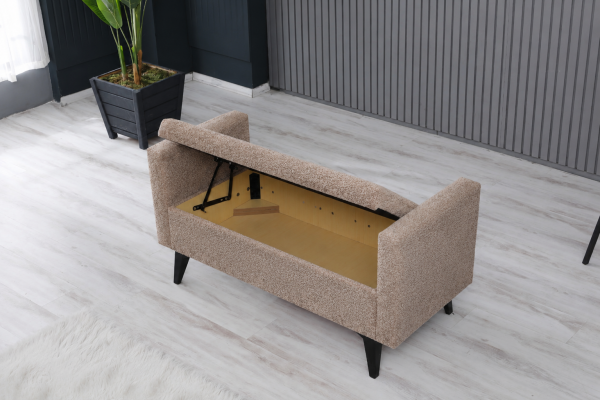 Toffet Bench – Bazalı Depolama Alanlı, Çok Amaçlı Kollu Puf ve Bench