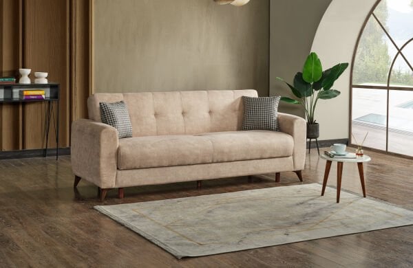 Dorian Kollu Bazalı Yerden Yüksek Kaliteli Kumaş Rahat Yaylı Çekyat Kanepe