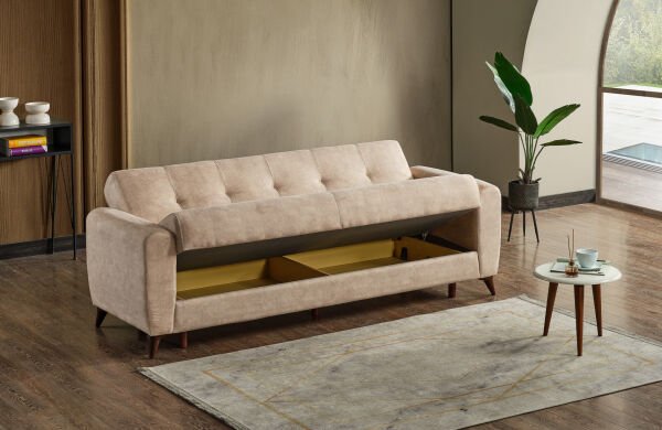 Dorian Kollu Bazalı Yerden Yüksek Kaliteli Kumaş Rahat Yaylı Çekyat Kanepe