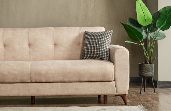 Dorian Kollu Bazalı Yerden Yüksek Kaliteli Kumaş Rahat Yaylı Çekyat Kanepe