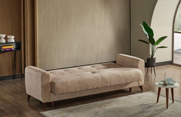 Dorian Kollu Bazalı Yerden Yüksek Kaliteli Kumaş Rahat Yaylı Çekyat Kanepe