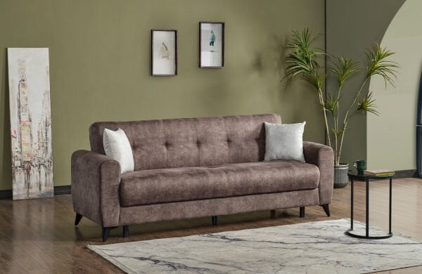 Dorian Kollu Bazalı Yerden Yüksek Kaliteli Kumaş Rahat Yaylı Çekyat Kanepe