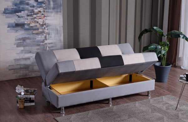 Mozaik Desenli, Farklı Renk Karelerden Oluşan Kolsuz Bazalı ve Yaylı Çekyat