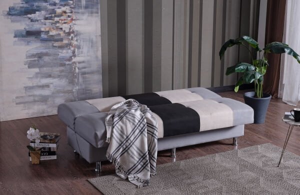 Mozaik Desenli, Farklı Renk Karelerden Oluşan Kolsuz Bazalı ve Yaylı Çekyat