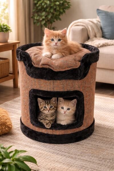 Miyusa 2 Katlı Kedi Evi – Konforlu & Şık Yaşam Alanı