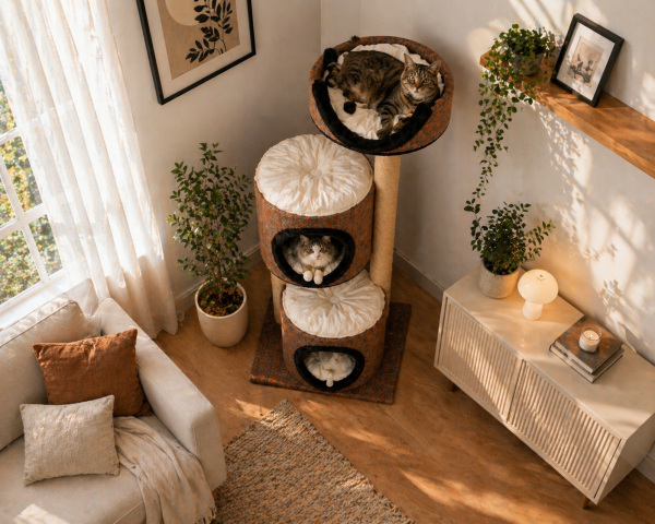 Terra Çok Katlı Kedi Evi & Tırmalama Alanlı Tasarım