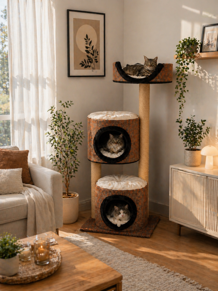 Terra Çok Katlı Kedi Evi & Tırmalama Alanlı Tasarım