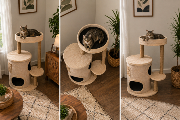 Zen Balkonlu 2 Katlı Kedi Evi & Tırmalama Alanlı Tasarım
